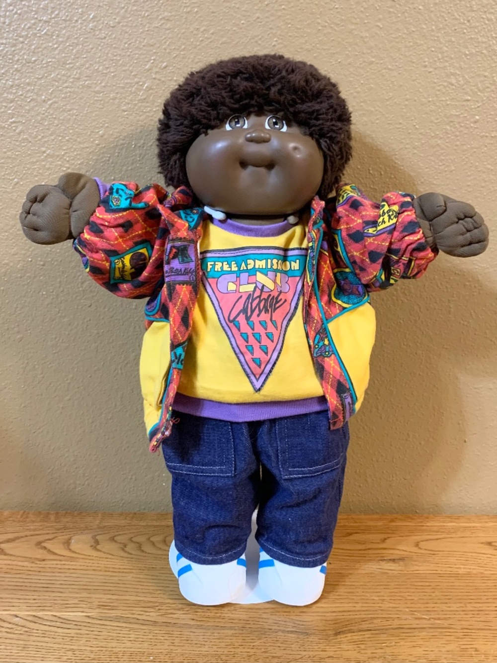 Vintage Cabbage Patch Kids Doll AA Boy Shaggy Fuzzy Hair HM3 Free Admission Top